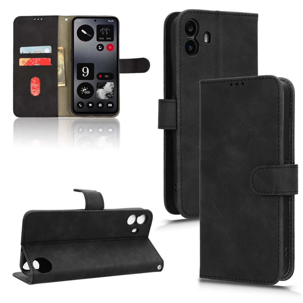 Verco Custodia A Portafoglio Per Nothing Phone 1 Con Tasche Carte E Funzione Stand, Nero