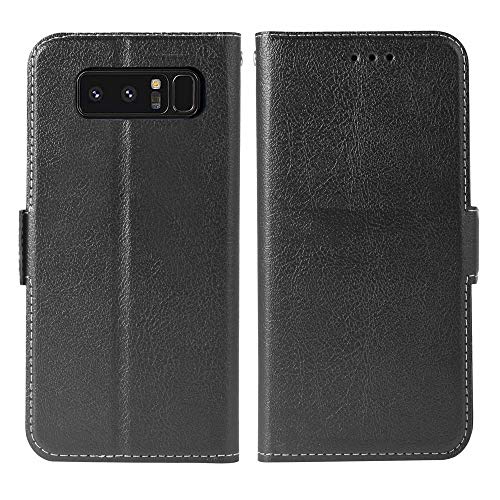 Phone Case For Ssamsung Galaxy Note 8 Folio Flip Wallet Case,Pu Leather Credit Card Holder Slots Heavy Duty Full Body Protection Kickstand Protective Phone Cover Note8 Sm N950 Women Men Black #TOP7