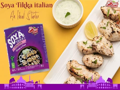 Image of Desi Treat SOYA Tikka with Italian Herbs | Plant-Based Ready to Cook Snack | High Protein & Flavorful Vegetarian Appetizer | Ideal for Grilling, Air Frying & Pan Cooking (800g Pack)