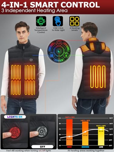 Men's Heated Vest with 16000mAh Battery Pack - 10 Heating Zones Heated Jacket, Lightweight Waistcoats for Outdoor3