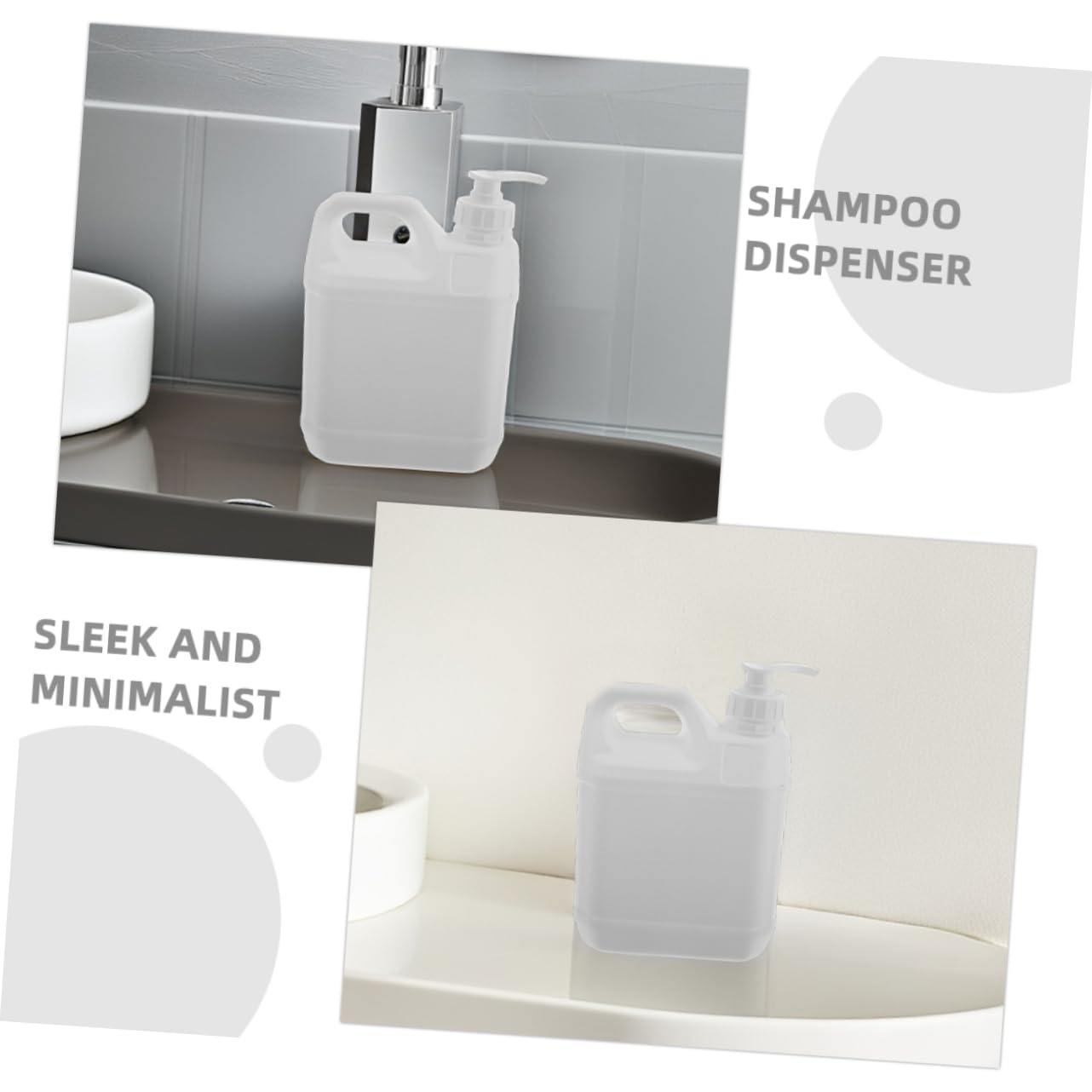 WOONEKY Bottiglie con Pompa Ricaricabili per Sapone Doccia e Shampoo, Contenitori Plastica di Colore Chiaro da 3 Pezzi, per Famiglie e Viaggi Lunghi