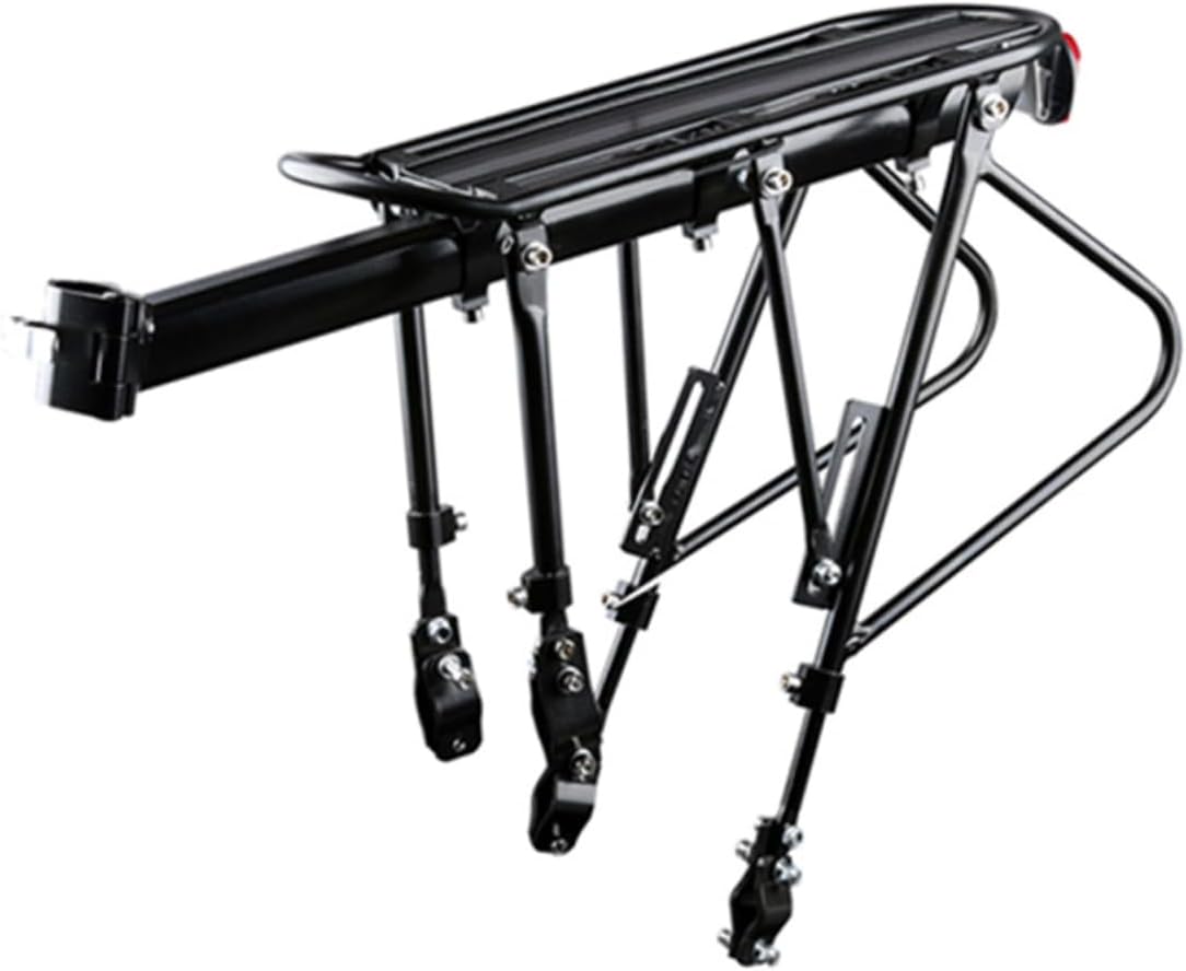 Yardwe 1Set Aluminium Alloy Bike Rear Pannier Rack Lightweight Cargo Carrier for Mountain Road Bikes Solid Balance Design for and Convenient Trips Black