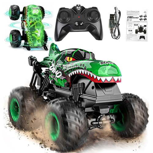 BEZGAR Monster Truck Toys - Remote Control Monster Truck with Light & Music, Dinosaur Toys for Kids,...