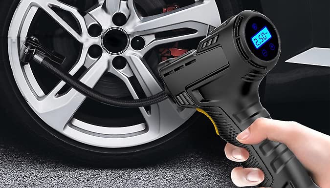HomeVibeAUTOMATIC LCD DIGITAL CAR TYRE INFLATOR CORDLESS HANDHELD AIR COMPRESSOR PUMP UK