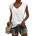 JJPAR JJPAR, Blanc Tee Shirt sans Manches Femme Col V Débardeur Haut Cher Sexy Chic Chemise Slim Décontracté Couleur Unie Pas Cher Mode Camisole Tops Sweatshirts Cadeau Printemps Eté Plage Vacances L