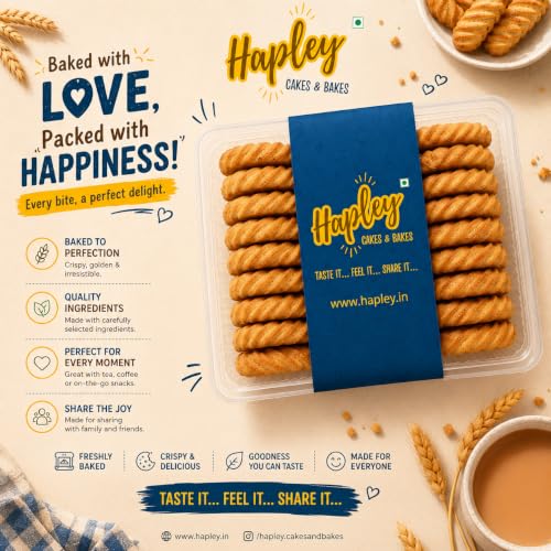 Image of Hapley Ajwain Cookies 300g, No Palm Oil, Delicious Ajwain Cookies for Tea-Time & Snack Breaks