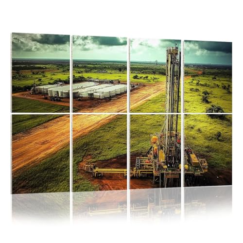 8 Pack Acoustic Foam Panels Sound Proofing Panels drilling rig aerial view oil industrys pictures Acoustic Wall Panel Soundproofing for Livingroom Nursery Room 48x32 Home Decor