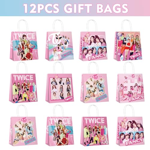 12Pcs Twice Gift Bags,Twice Party Bags,Twice Merchandise for Birthday Party Decorations Supplies(Pink)
