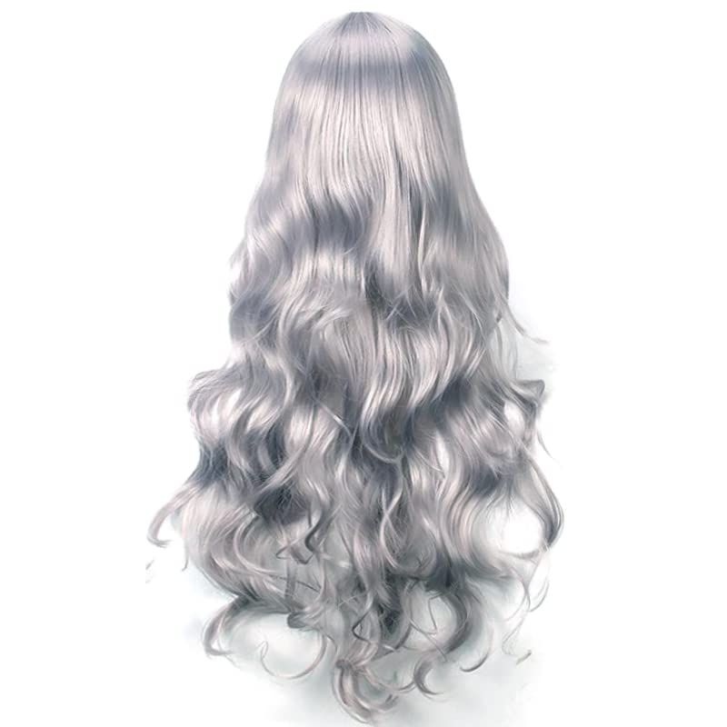 YEESHEDO 32" 80 cm Gray Long Wavy Curly Hair Cosplay Wigs with Bangs for Women Girls Heat Resistant Synthetic Wig for Party Costume Anime Halloween - Image 4