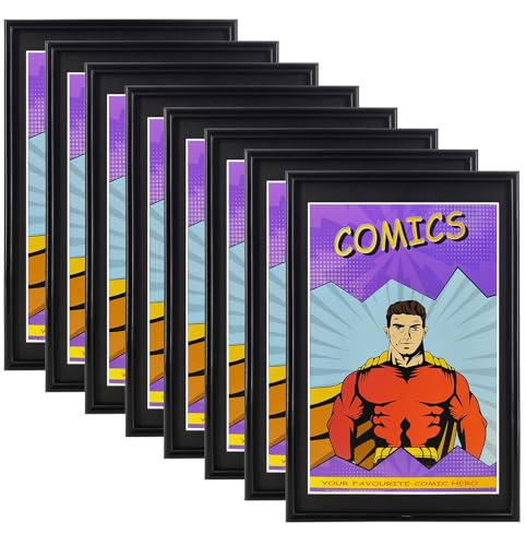 SparklyHome 8 Pack Comic Book Frame With Mat for Comic 6 3/4 x10 1/4