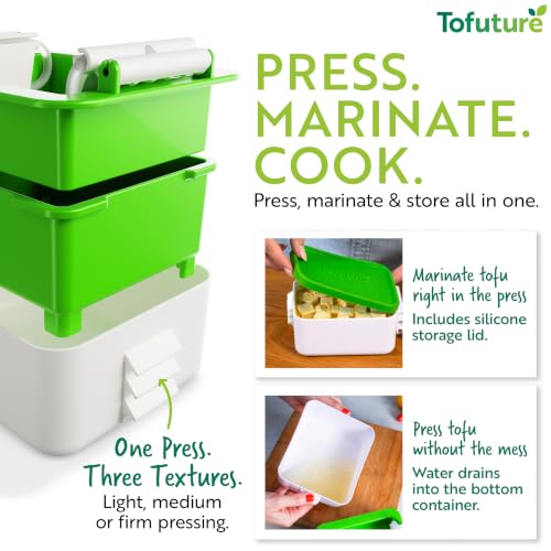 Image of Tofuture Large Tofu Press - The Original and Best Press - Fits Two 8-16 oz | Mess-free tofu press. BPA-free polypropylene. Dishwasher safe. 225- 450g blocks. Silken tofu, extra firm tofu, paneer maker