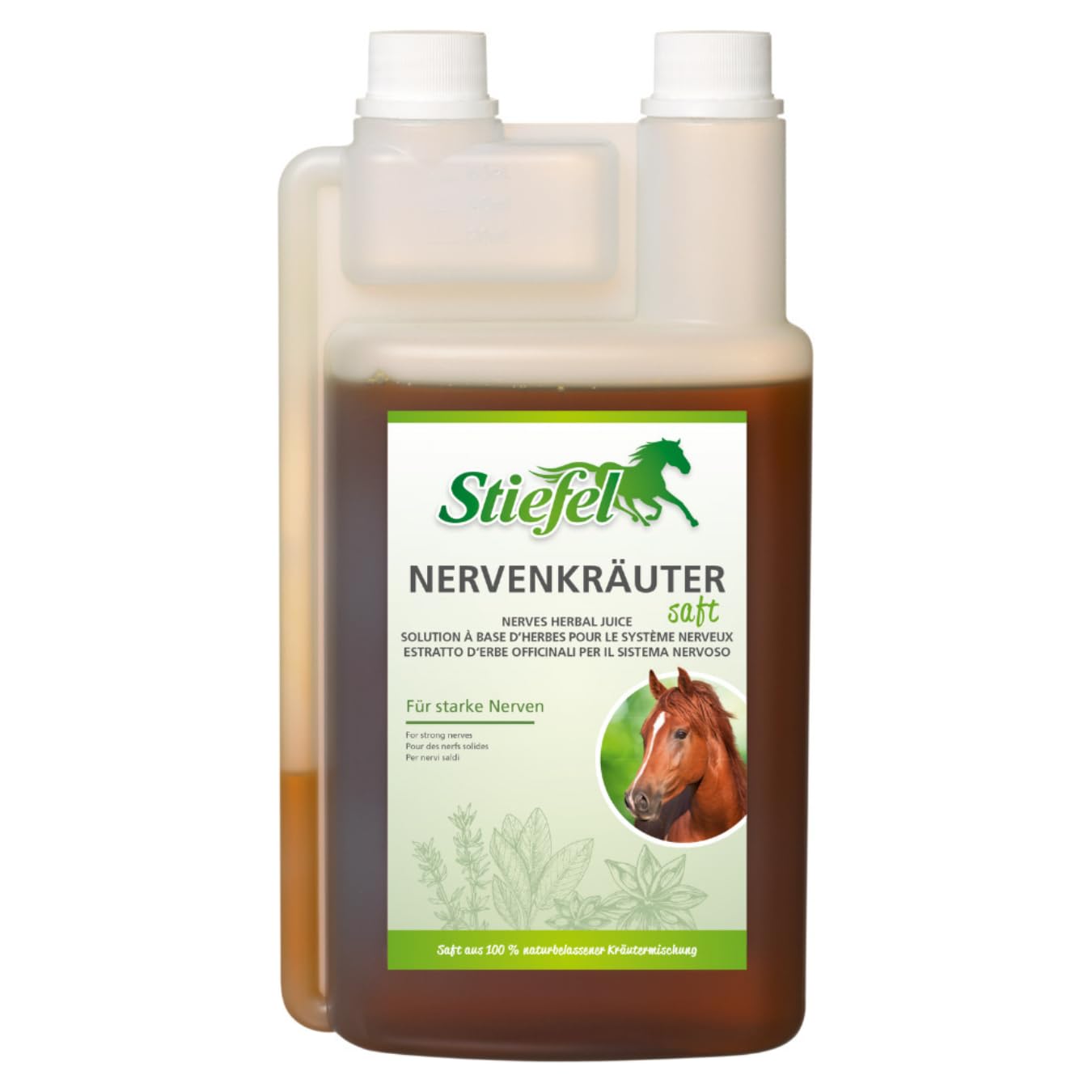 RL24 Stiefel - Nervenkräutersaft für Starke Nerven – 5 x 1000 ml | (5er Set) – Flasche – Kräutersaft mit Lavendel – Ergänzungsfuttermittel für nervöse & gestresste Pferde
