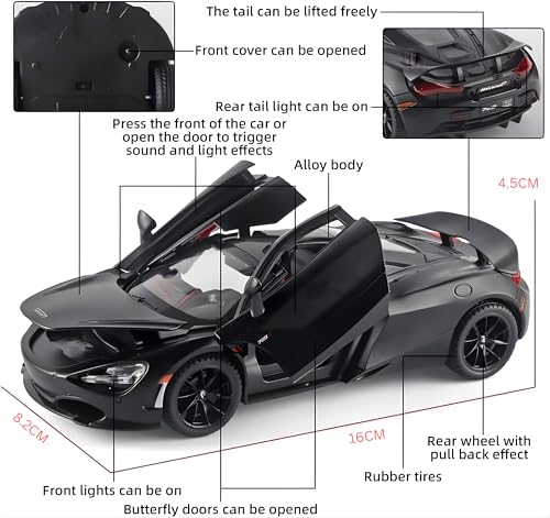 Image of Model Car 1:32 Scale for Kids | Metal Pull Back Action with Openable Doors, Lights & Sound - Alloy Sports Car for Kids for Boys & Collectors, Multicolor (Color As Per Stock)