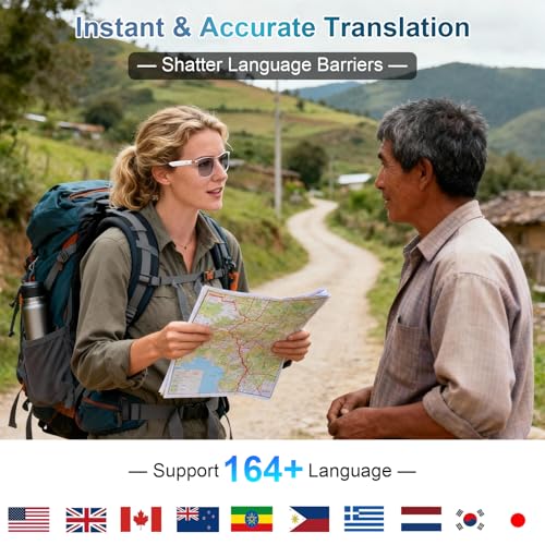 Image of GenXenon Bluetooth 6.0 Real-Time Translation Glasses for Men Women with 164 Languages & Accents,Color-Changing Lenses,Open Ear Audio Sunglasses with Speaker for Business Travel Meeting(Blue