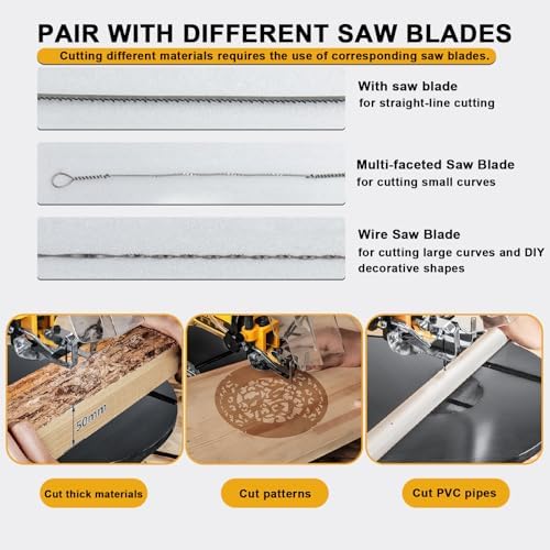 16 Inch Variable Speed Scroll Saw - Electric Fret Saw with 55mm Cutting Depth, 550-1650 SPM Stepless Speed Control, 45° Tilting Aluminum Table for Woodworking, Crafts & DIY Projects