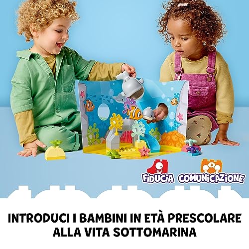 DUPLO Animali dell’Oceano, Giochi Educativi, Animali Giocattolo per Bambini dai 2 Anni in su con Balena, Pesce, Tartaruga e Tappetino da Gioco 10972 - Lego - Immagine 2