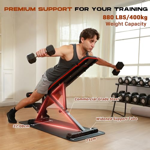 Roygym Panca Palestra Multifunzione, Panca Regolabile Panca Pesi Con Schienale Regolabile In 11 Posizioni, Cuscino Regolabile In 3 Posizioni, Panca Pesi Pieghevole Da 400KG - 5