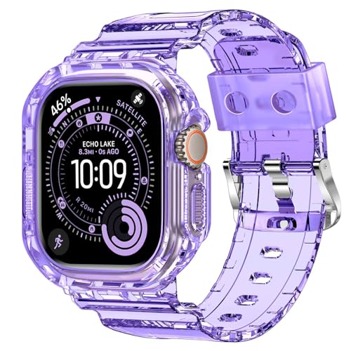 XYF Compatible for Crystal Clear Apple Watch Bands 49mm Ultra ClearPurple