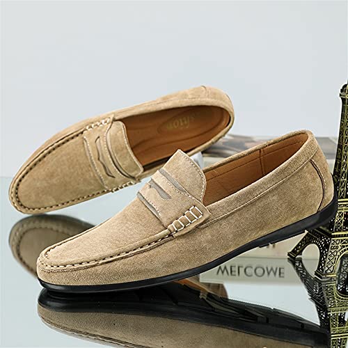 HOOENG Driving Moccasins for Men Lightweight Simple Penny Loafers Leather Resistant Anti-Slip Lightweight Flexible Flat Heel Casual Slip On3