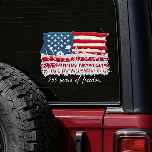 Image of 2-Piece Cute Patriotic 1776-2026 Car Decal | Aesthetic vinyl stickers for car windows, laptops and tumblers; 1776-2026 commemorative design