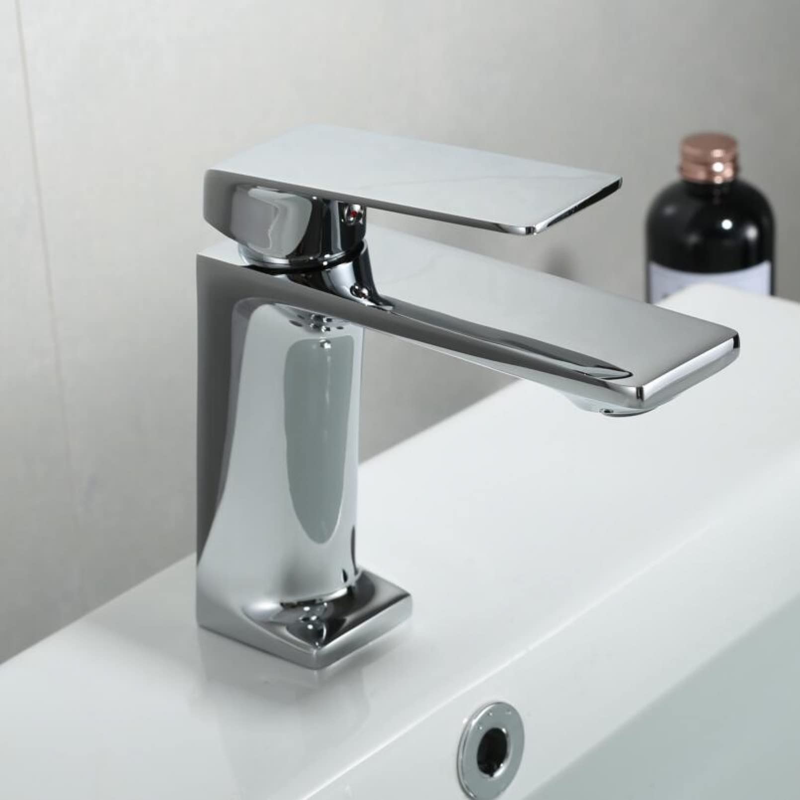 ZQFHSX Basin Faucets Black/Golden/Chrome Mixer Taps Brushed Bathroom Faucet Deck Mounted Water Sink Tap Nickel (Chrome) LWX