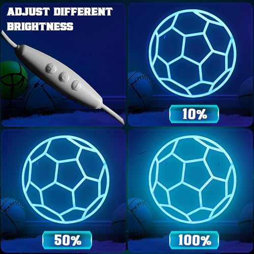 Image of Neon Sign Soccer Light, Battery /USB Powered, Adjustable Brightness, Boys' Room Decor & Gift (12.9 x 12.9 inches)