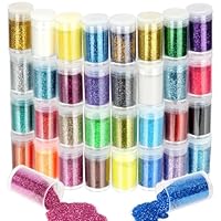 URAQT Cosmetic Makeup Glitter, 32Pcs Craft Glitter Fine Pearlescent Epoxy Resin Pigment Powder for Face Body Eye Cheek Hair Nail Art Loose DIY Art