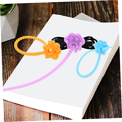 20 Piezas Cintas para Cables de Silicona con Forma de Huella de Gato Reutilizables para Gestión de Cables, Duraderas y Ligeras, Multicolor para Organización miniatura 3