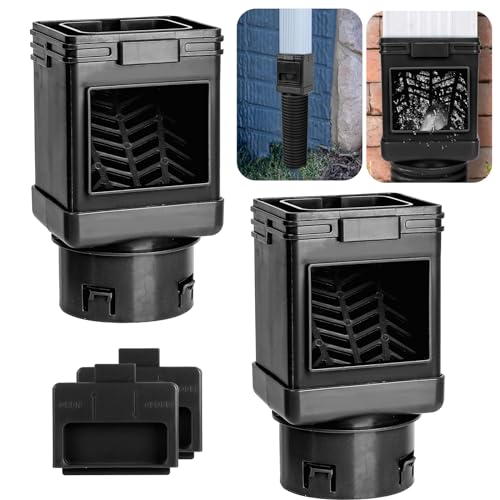 Downspout Leaf Filter,Leaf Removers,Downspout Filters, Downspout Screen Filters, Fits 2X3 and 3X4 drainpipe, (2-pack black)