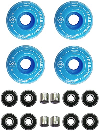 Image of FREEDARE Skateboard Wheels 52mm and Bearings, Spacers Installed 92A Street Wheels Skateboards Tricks(Pack of 4)