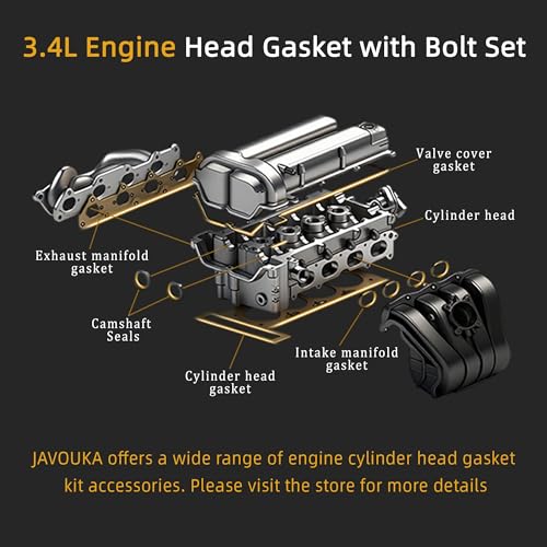Image of Head Gasket Set with Bolts, 3.4L, Compatible with Chevy Equinox 2005-2009, for Pontiac Torrent 2006-2009, ES72892 HS9071PT-3, 3.4L V6 OHV, VIN F(74pcs)