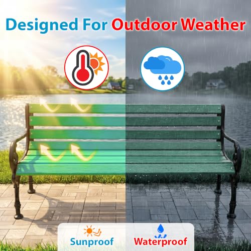Image of BRISHI 3 Seater Cast Iron FRP Garden Bench for Indoor & Outdoor Park /Patio /Living Room /Terrace /Balcony (Green + Black)