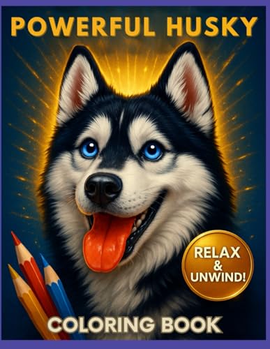 Husky coloring book for adults, bold and easy, more than 50 designs of pet lovers: Dog to color, relaxation and stress relief with exotic landscapes and flower (dog coloring book for adults)