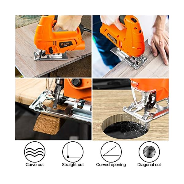 Oubel Stichsäge 800W mit 10pcs HCS Sägeblätter, 3000SPM, mit Laserführung, -45 °bis 45° Schnittwinkel, 4 Orbital und… – Bild 7
