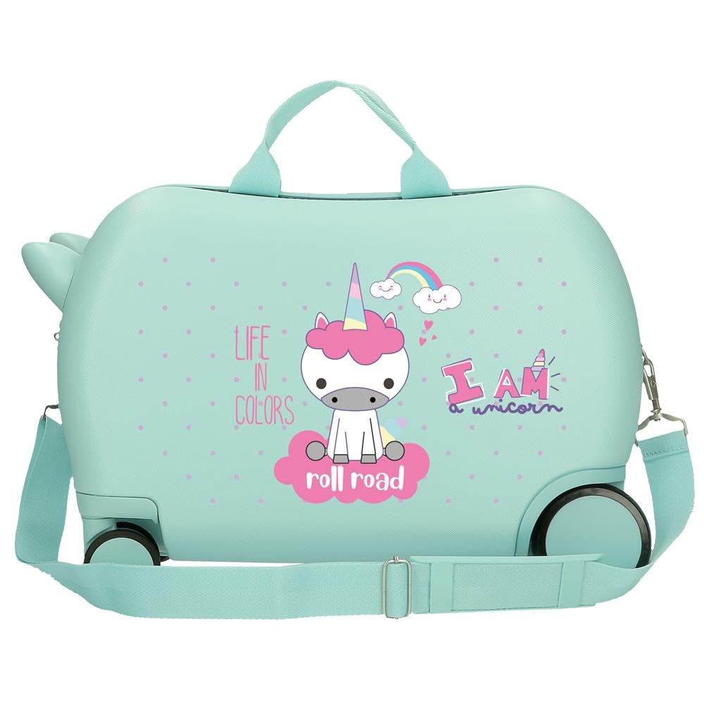 ROLL ROAD I Am Unicorn Walizka dziecięca Niebieska 45x31x20 cm Twardy ABS 24,6L 1,8 kg 2 Koła Bagaż Ręczny, Turkusowy, Walizka dziecięca z jednorożcem