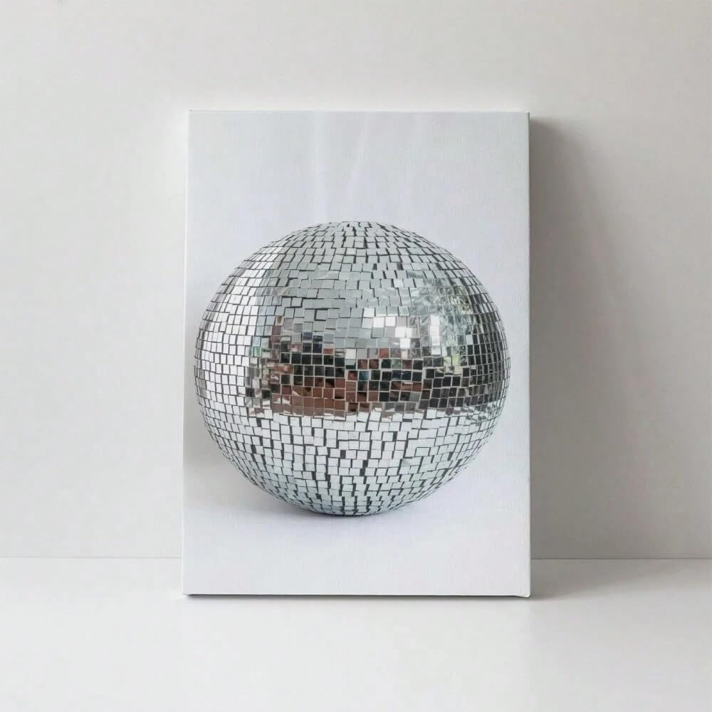 AIHNBF Bola de discoteca lienzo moderno bola de espejo arte de pared brillante retro pop art decoración para sala de estar dormitorio fiesta sótano 80 x 120 cm