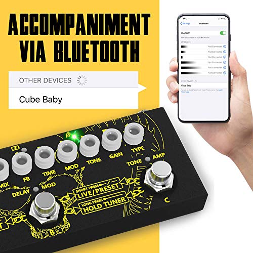 Getaria Guitar Pedal Portable Multi Effects Processor Effect Pedal with IR Loading, Edit, Save, Bluetooth, Record, Tuner, Amp/3.5mm Headphone Output, Built-in battery - Thumbnail 3