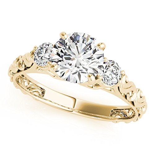 MauliJewels 0.50 Ct. Three-Stone Diamond Engagement Ring Women, 14K Solid Gold