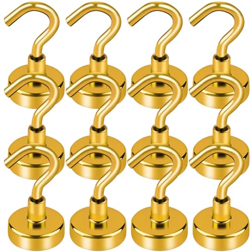 LOVIMAG Cruise Essentials, 28lbs Door Magnets, Yellow Magnetic Hooks for Cabins, Hanging, Refrigerator - 12 Pack