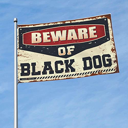 Drapeau Man Cave Bar Beware Of Black Dog grand tissu mural de 152x244cm