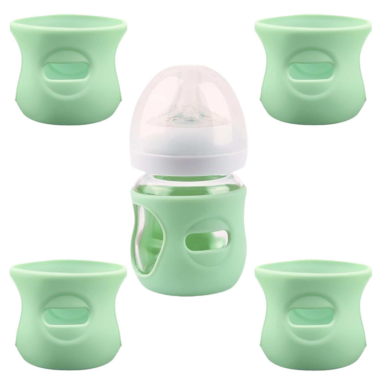 4 Pack Silicone Sleeves for Avent Natural Glass Baby Bottles, Anti Breakage Baby Bottle Holder, Compatible with Philips 4 OZ Avent Glass Natural Baby