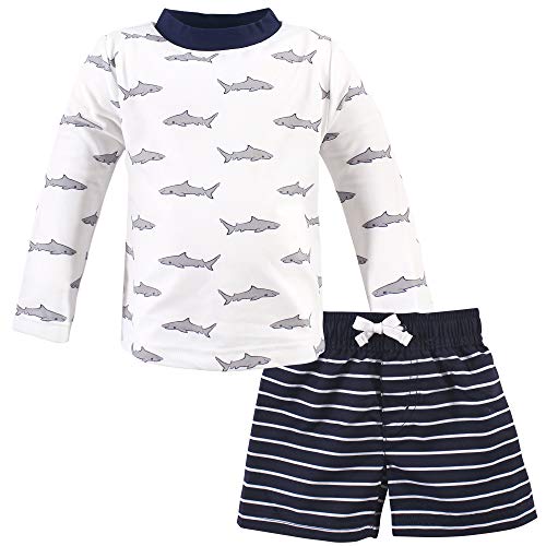 Hudson Baby Unisex Swim Rashguard Set, Gray Shark, 9-12 Months