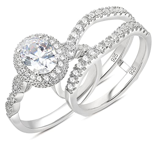 Newshe Jewellery Oval Wedding Set Engagement Rings for Women AAAA...