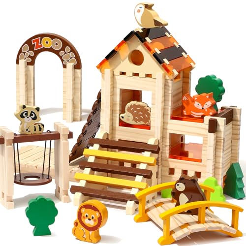Atoylink 167 Stück Holzbausteine Natur, Holzhaus Holzbausatz Kinder mit Komplettes Bauklötze Holz, Konstruktionsspielzeug Montessori Spielzeug Geschenke für Kinder Junge Mädchen ab 3 4 5 6 7 Jahre Atoylink 167 Stück Holzbausteine Natur, Holzhaus Holzbausatz Kinder mit Komplettes Bauklötze Holz, Konstruktionsspielzeug Montessori Spielzeug Geschenke für Kinder Junge Mädchen ab 3 4 5 6 7 Jahre