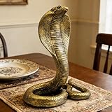 FUNSXBUG King Cobra Snake Statue Figurines Ornament Sculpture Collectibles Home Office Living Room Desktop Display Tabletop Decoration Resin (Vintage Gold)