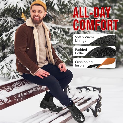 Image of R CORD Snow Boots for Men Waterproof Mens Snow Boots Non-Slip Insulated Warm Durable Winter Boots for Men Winter Hiking Boots Outdoor Boots for Men
