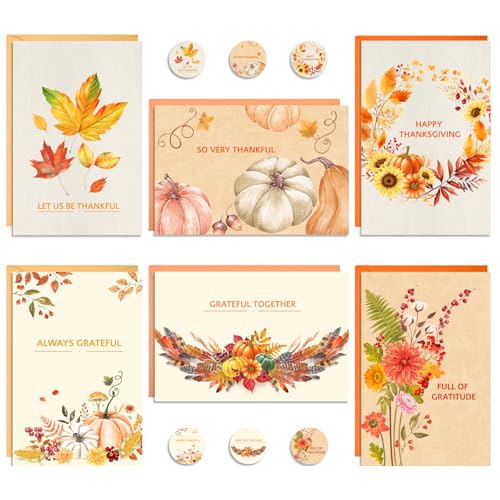 24-Count Thboxes 4 x6 Thanksgiving Greeting Cards w/ Envelopes and Stickers (6 Designs) 3.49 + Free Shipping w + 50% Off Code AW8MOKDN - image 1