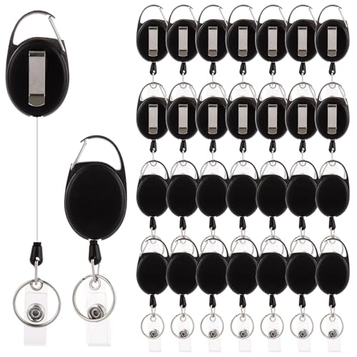 APACALI 30 llaveros retráctiles, soporte retráctil de alta resistencia, cordón retráctil con clip para cinturón y llavero, clip de cordón extensible para tarjeta de identificación, llavero de nombre,