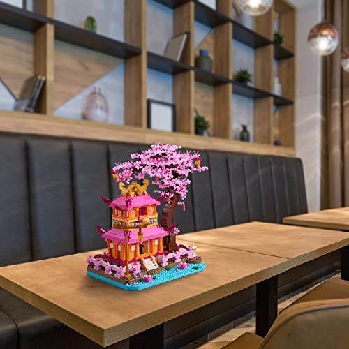 Lukhang New Architecture: Enjoy Sakura Pavilion Building Set Model Kit And Gift For Kids And Adults, Micro Mini Block 1810 Pieces（With Color Package Box） #TOP6
