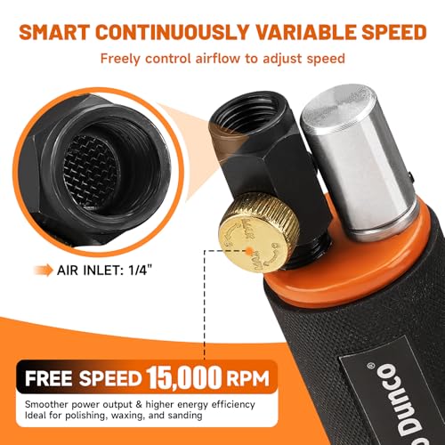 NuoDunco 1/2/3 Inch Mini Random Orbital Air Sander Kit Industrial Grade Pneumatic Sander for Auto Body Work with 60 Pcs 1"2"3" Hook & Loop Sanding Discs for Metal & Woodworking thumbnail 3